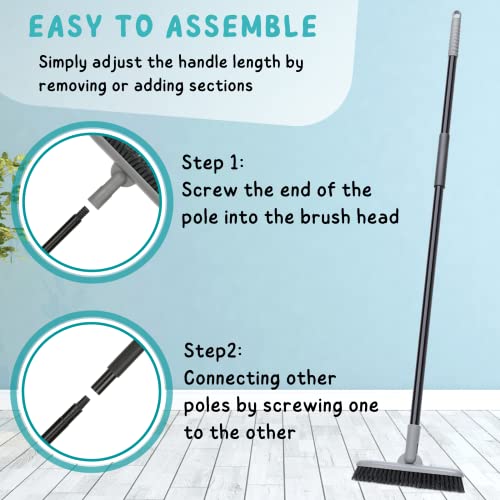 Grout Brush with Long Handle, 49'' Tile Cleaner Tool for Shower, Floors Scrubber for Bathroom Cleaning