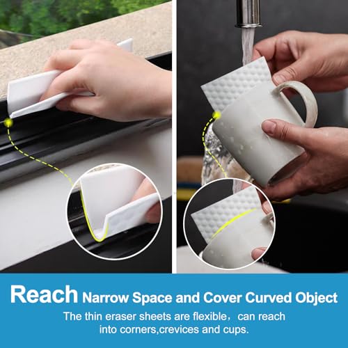 110 PCS Upgrade Convex Point Magic Sponge Eraser Sheets,Disposable Portable Magic Cleaning Eraser Thin Wipes for Kitchenware Bathroom Shoe Sink Car Interiors Hard-to-Reach Places - size: 110 PCS
