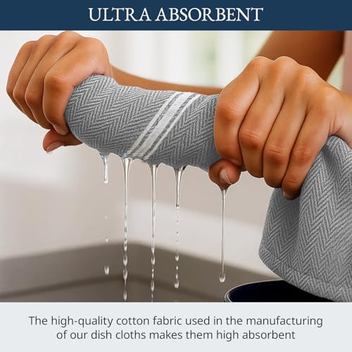 LANE LINEN Tea Towels 100% Cotton Absorbent Lint-Free 6 Pack - color: 04: Grey Chambray, size: 06 Pack