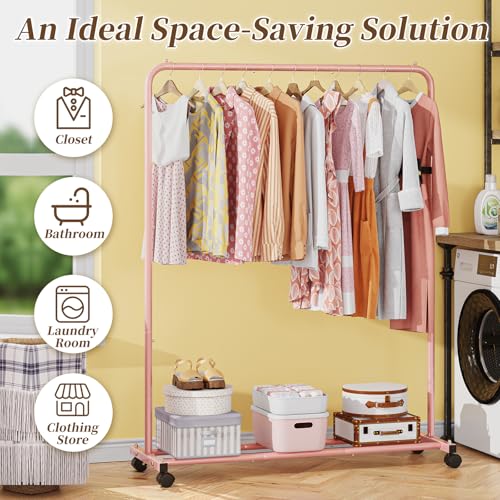 Simple Trending Clothes Clothing Garment Rack, Clothes Organizer, Pink - color: Pink, size: 14.75"D x 43.5"W x 54.25"H