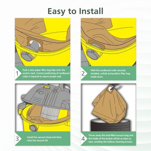 DXVA19-4101 Vacuum Bags for DEWALT 6, 8, 9, 10 Gallon Wet/Dry Shop Vacuums