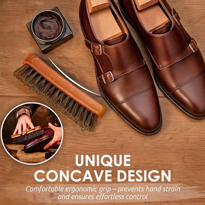 TAKAVU Shoe Brush 100% Genuine Horse Hair, Won't Scratch Leather (2pcs) - size: 2pcs