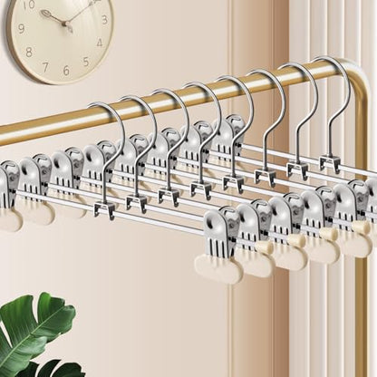 16 Inch Extra Wide Pants Skirt Hangers with Clips, Beige, 20 Pack - color: Ivory, size: 16Inch