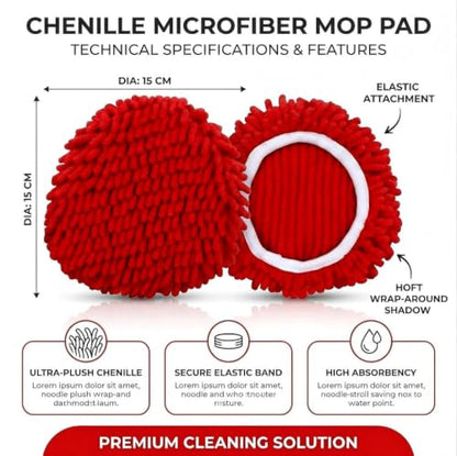 3 Pack Spin Mop Replacement Heads Compatible with O-Cedar EasyWring, Chenille Microfiber Mop Refills, Washable & Reusable Mop Head for Hardwood, Tile, Laminate and Marble Floors, Red