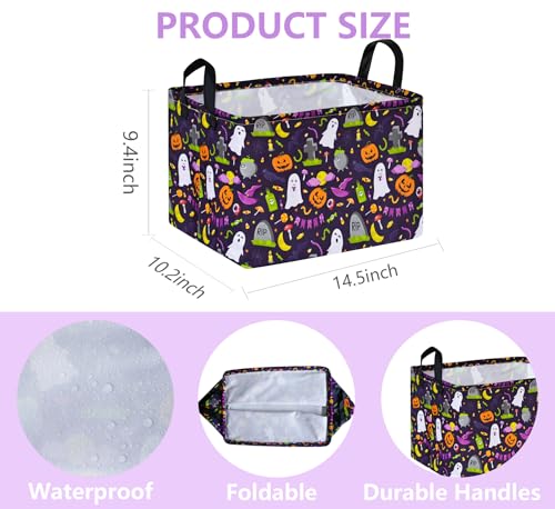 Rec Halloween Ghost Storage Basket Box Hamper Collapsible Organizer Bin Gift Shelf Baskets for Home and Kitchen Storage - color: Halloween party