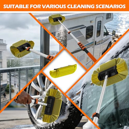 16FT Reach Car Wash Brush with Long Handle for RV, Truck Cleaning - size: 3-12FT