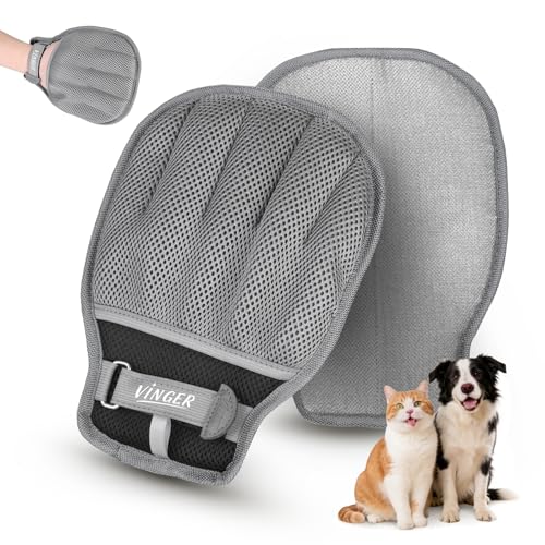 VINGER Pet Hair Removal Glove for Cats & Dogs, Electrostatic Pet Hair Gloves with Adjustable Wristband, Five-Finger Magic Brush Remover Tool for Laundry, Carpet, Couch, Car Seats & Clothing (Grey) - color: Urban Grey