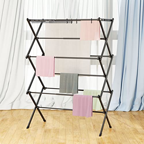 Clothes Drying Rack Foldable Drying Rack Clothing Black-1pack - color: Black