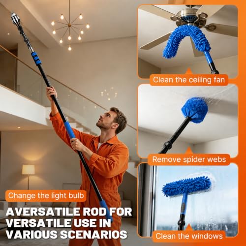 Light Bulb Changer for High Ceilings with Pole, 20FT Reach, Chandelier Kit (Blue) - color: Blue