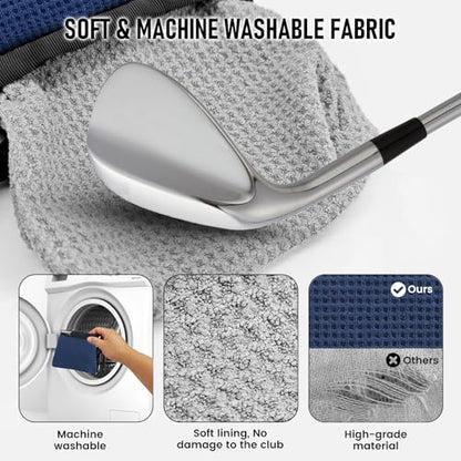 Waterproof Golf Club Cleaner Bag and Golf Ball Washer with Clip,Dark Blue - color: Dark Blue