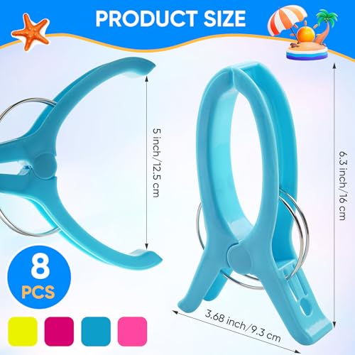 HiGift Jumbo Quilting Clamps | 8 Pack Extra Large Beach Towel Clips | 5 inch Wide Opening Plastic Clips for Sewing, Binding, Keeping Towel Fabric in Place