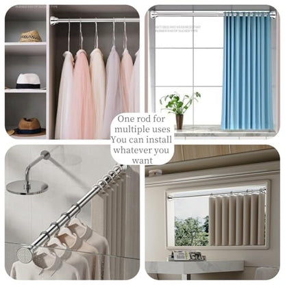 Telescopic clothes rod, adjustable clothesline rod, shower curtain rod, retractable metal wardrobe hanger for bathroom, wardrobe, kitchen, laundry room, balcony（35“-62“） - size: 35.5 to 63 inches