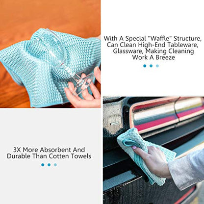 8 Pack Waffle Weave Microfiber Towels,Premium 3D Mesh Waffle Weave Quick Drying Towel for Car Detailing,All-Purpose Streakless Microfiber Cleaning Cloth Kitchen Dish Rags,12 x 12 Inches,Blue - color: Blue