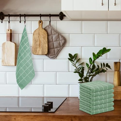 Nialnant 6 Pack Terry Kitchen Towels,Dish Cloths for Washing Dishes - color: Green, size: 12 x 12 in - 6PCS