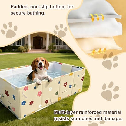 Foldable Dog Bathtub for Small to Medium Dogs & Cats Pool, Collapsible Pet Bath Tub for Shower/Kitchen Sink, Thickened Insulated Base, Portable & Space-Saving Puppy Wash Basin, Yellow - color: Yellow