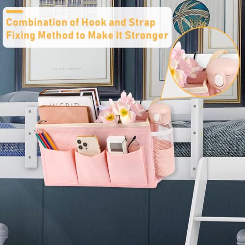 Lilithye Bedside Caddy, Bedside Storage Bag Hanging Organizer for Bunk Bed - color: 1pc Pink