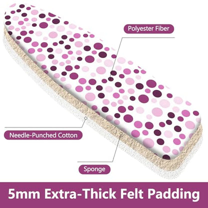 Padded Ironing Board Cover, 15 * 54 in Standard Size Ironing Board Covers, Easy Hook and Loop Fastener, Universal Fit for Standard Boards - color: Pink Polka Dots