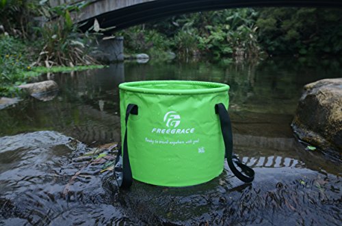 Freegrace Collapsible Water Bucket 10L Portable Camping Sink and Wash Basin - color: Green, size: 10L