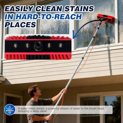 35FT Water Fed Pole Kit Adjustable Solar Panel Cleaning Kit Cleaner Tool for Window Glass Roof Outdoor Glass Brush Window Washing Equipment