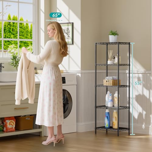 SINGAYE Metal Shelves Wire Shelving Storage Standing Adjustable Shelf Unit - color: Black, size: 5 Tier 10"Dx16"Wx55"H