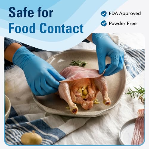SWIFTLITE Food Safe Disposable Gloves Latex Free, Blue - size: Large