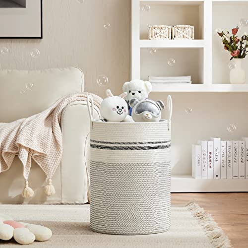 VIPOSCO 72L Tall Woven Laundry Basket Hamper, Stripe White - color: Stripe White, size: 72L
