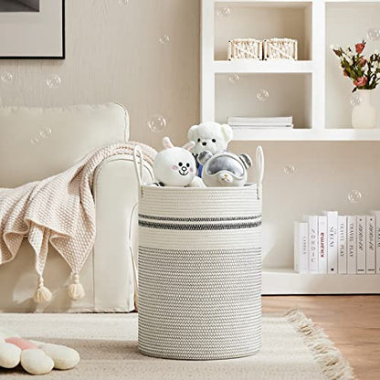VIPOSCO 72L Tall Woven Laundry Basket Hamper, Stripe White - color: Stripe White, size: 72L