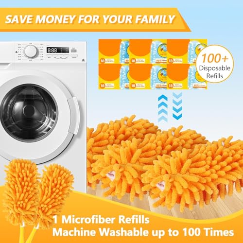 Reusable Duster Refill Compatible with Swiffer Hand Duster Kit - color: 4 Pack(orange)