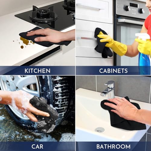 GLIMGLINT Microfiber Cleaning Cloth, 150 Pack Towels for Cars 14 X12 Inch - color: Black