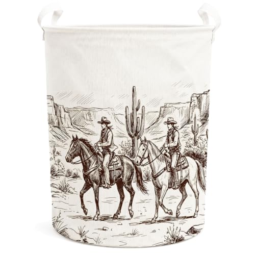 Vintage Western Cowboy Laundry Basket Hamper - color: Western Cowboy - 04
