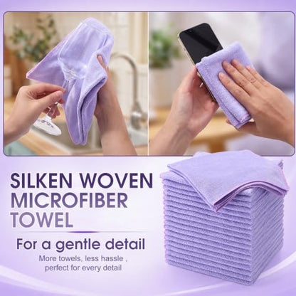 Nuenen Car Microfiber Clean Cloths, Light Purple, 16 x 16 Inch, 60 Pcs - color: Light Purple, size: 16 x 16 inches