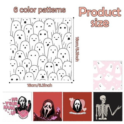 6 PCS Glasses Cleaning Cloth Eyeglass Cleaning Cloth Lens Eyeglasses Microfiber Cute Aesthetic Cloth for Unisex Women Girls Reusable Phone Screens Camera Multi-Patterns(6.3"x6.3")-Skull - color: N11-skull