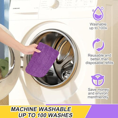 16.5 Inch Reusable Mop Pads Microfiber Spray Mop Replacement Heads for Wet/Dry Mops Compatible with Bona Floor Care System (6 Pack) - color: Purple