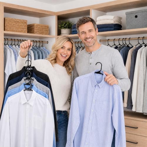 HOUSE DAY Space Saving Hangers 6 Pack with 50 Pack Plastic Hangers, Black - color: Black, size: 56 Pack