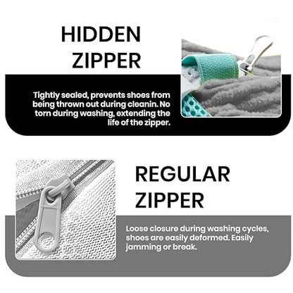 Shoe Washing Machine Bag for Washer & Dryer – Reusable Laundry Shoe Cleaning Bags for Sneakers, Tennis Shoes & Trainers – Zippered Mesh Shoe Washer Protector, Grey (2 Pack) - color: Gray