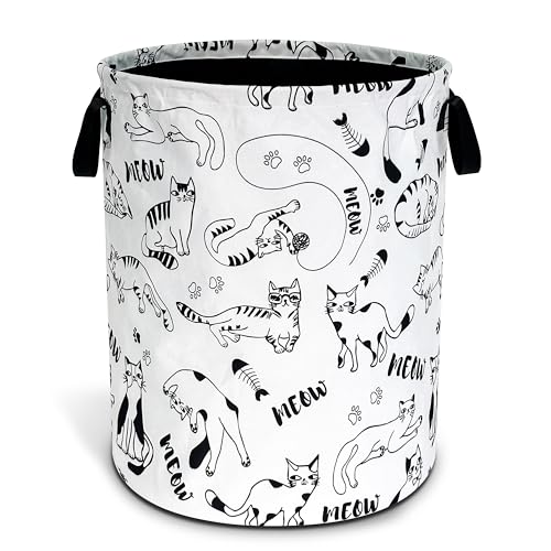 Cute Cat Meow Pet Laundry Basket Foldable Oxford Cloth Hamper 18.9x 16.5 In - color: Cute Cat