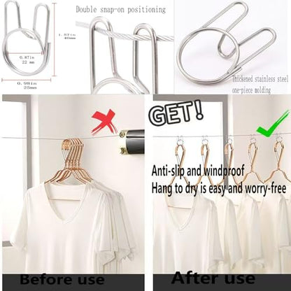 Anti-Sagging Clothes Line Thickened Steel Wire Retractable Clothesline Heavy Duty Clothesline Wall Mounted Matte Black Finished - size: 5.1 m Anti-Sagging and Retractable ClothesLine