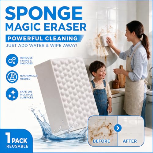 Waffle-Textured Magic Eraser Sponges, High-Density Melamine, 30 Pack