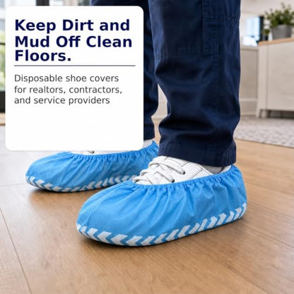Innovative Haus Blue Disposable Shoe Covers, Non Slip Booties, 50 Pack, XL - size: Extra Large (50 Packs)