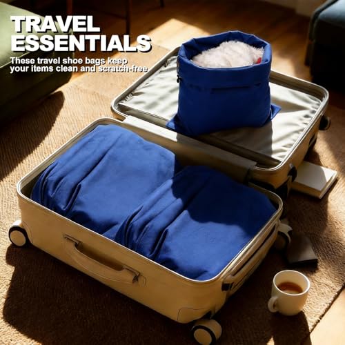 5 Pack Shoe Bags for Travel, Washable Dust Bags Drawstring Travel Shoe Bag - color: Blue
