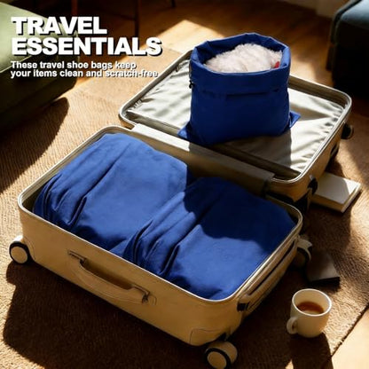 5 Pack Shoe Bags for Travel, Washable Dust Bags Drawstring Travel Shoe Bag - color: Blue