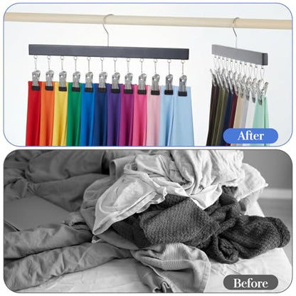 4 Pack Legging Organizer for Closet Pants Hangers with 12 Clips