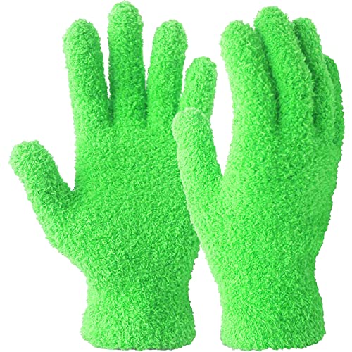 Evridwear Microfiber Plant Dusting Gloves Reusable Leaf Cleaning Glove for Houseplants,Blinds,Furniture and Small Objects - color: Green 1 Pair, size: Large/X-Large (Pack of 1)