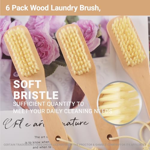 6 Pack Wood Laundry Brush Soft Bristle Shoe Stain Remover Brushes