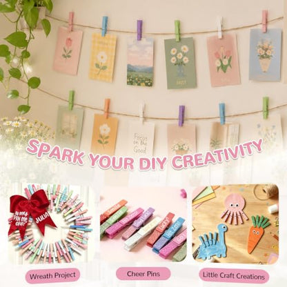 100 Pcs Wooden Clothespins Bulk - 2.9 Inch Cheer Light Pink Clothes Pins - color: Light Pink