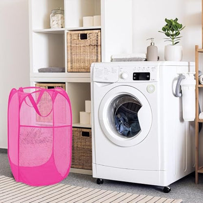 BATTOO Deluxe Strong Mesh Pop up Laundry Hamper Basket with Side Pocket for Laundry Room, Bathroom, Kids Room, College Dorm or Travel 3 Pack Blush - color: 3 X Blush