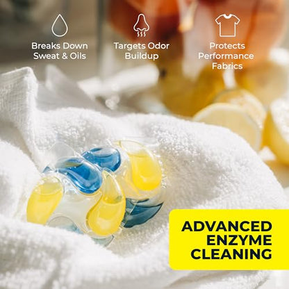PowerPax Athletics Laundry Detergent Pods, 36 Count 5-in-1 Washer Pods for Activewear & Everyday Laundry, Enzyme Stain & Odor Remover, Citrus Energy, HE Washing Machine Pods