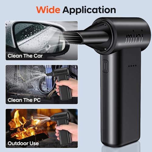 Compressed Air Duster, 150,000RPM Ultra-Powerful Cordless Electric Air Duster, 3 Gears Adjustable, Mini Blower with Fast Charging, Electric Duster for PC, Keyboard, Car, House, Outdoor