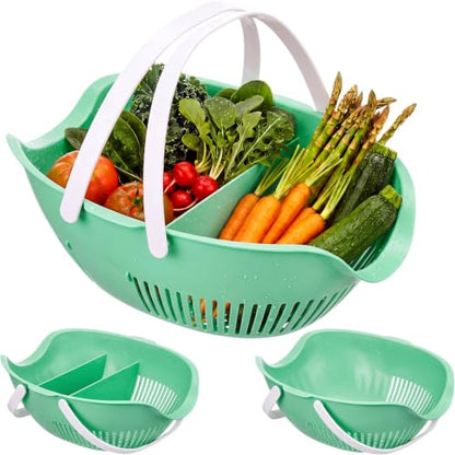 Nuogo 3 Pcs Garden Harvest Basket with Dividers Tool Caddy,Sage Green - color: Sage Green