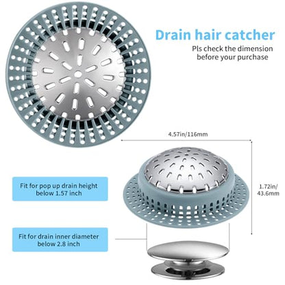 Aluvor Bathtub Drain Hair Catcher Shower Drain Cover Sink Drain Protector - size: Large-Greyish Blue